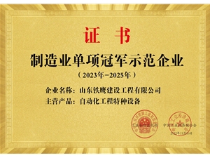 國家級制造業(yè)單項冠軍示范企業(yè)